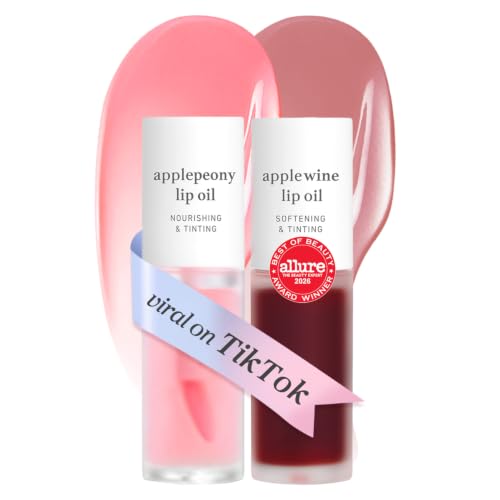 NOONI Korean Lip Oil Set - Applepeony & Applewine - Plumping Lip Gloss