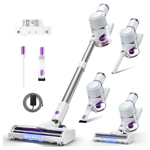 Akku Staubsauger 45000Pa, 60Min, nur 1,75 kg, 6-in-1 Staubsauger Kabellos mit Touchscreen, LED-Leuchten, Anti-Tangle-Bürste & Ladestation, 7-Schicht-Filtration für Tierhaare, Teppiche, Hartböden, Auto