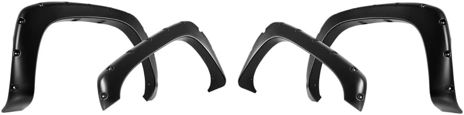Magnus Fender Flare, Compatible with Chevy Silverado 1999-2002 & Compatible with GMC Sierra 1999-2006 Also 07 Classic Model Pocket Rivet Style Fender Flare Trim Heavy Duty ABS Plastic