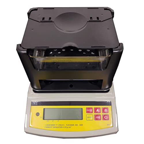 VTSYIQI Digital Electronic Gold Density Meter Gold Purity Tester Analyser Gold Karat Measuring Device Densimeter Precious Metal Tester with 600g Digital Electronic Gold and Silver Testing Machine