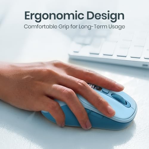 Image of Portronics Toad 9 Wireless Bluetooth Mouse with Dual Wireless (BT + 2.4 GHz), Smart LED Display, Rechargeable Battery, Forward & Back Button, Multi-Device Pair, Upto 4800 Dpi Sensitivity(Blue)