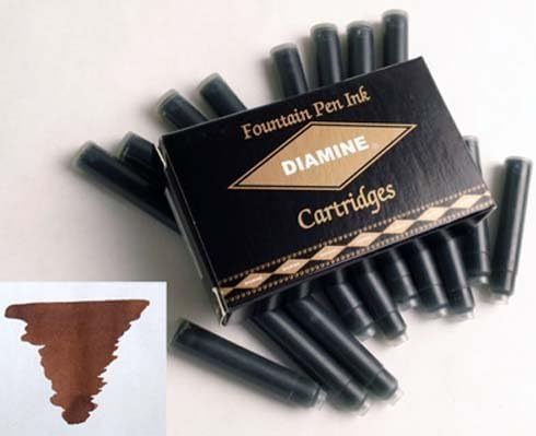 Diamine Refills Saddle Brown Pack of 18 Fountain Pen Cartridge - DM-8046
