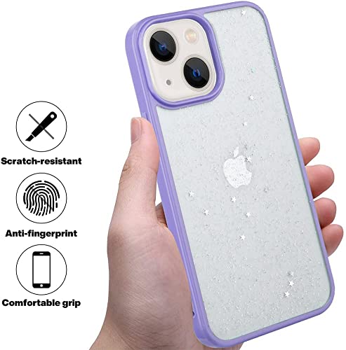 Image of MIDOS Silicone Back Cover Compatable With iPhone 13 Glitter Case For Girls Star Bling Cute Sparkly Transparent Glitter Case For iPhone 13 (Purple)