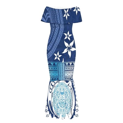 Image of Polynesian for Women S-7XL Off Shoulder Maxi Dress Hawaiian Summer Dresses