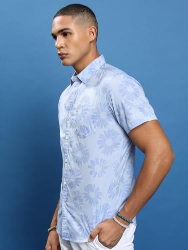 Image of Highlander Men's Slim Fit Shirts | Printed | Half Sleeves | Spread Collar | Casual Shirts | Stylish Shirt