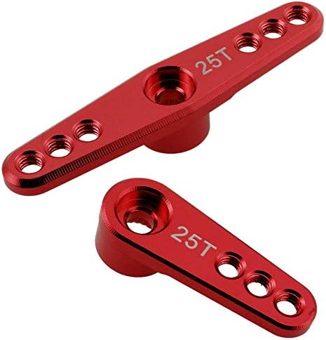 Hobbypark 2pcs Metal Aluminum 25T Servo Horn Steering Arms (Double & Single) for RC Models Car Truck Buggy Replacement Parts (Red)