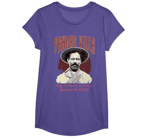Mexican Revolution General Pancho Villa T-Shirt T-Shirt, Girls, Purple Heather, Large