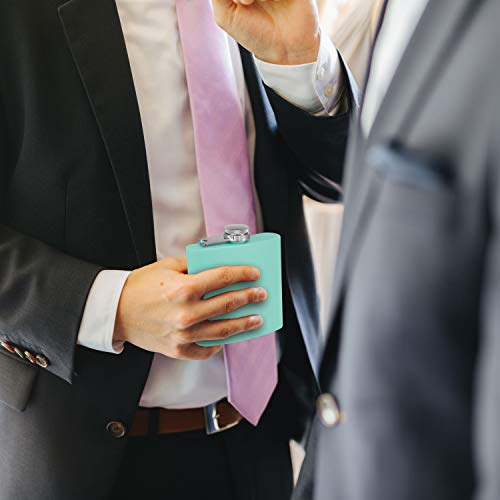Clear Water Home Goods - 6 Oz Powder Coated Stainless Steel Hip Flask - Wedding Party - Groomsman - Bridesmaid (Matte Teal, 1) #TOP1