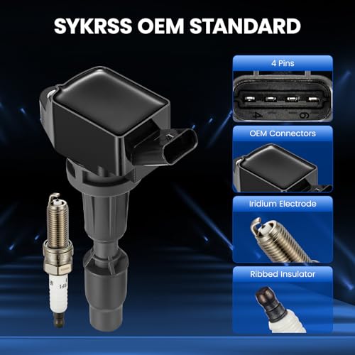 Image of 4 Ignition Coil Pack+4 Spark Plug - Fix Misfires for Hyundai Sonata /Santa Fe /Tucson & Kia Optima /Sorento /Sportage /Stinger&Genesis G70 /G80 /G90 (2.0L /2.4L /5.0L) - Repl. UF764 /273002GGA0 /93175