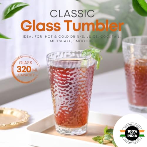 Image of Yera Classic Tumbler Set of 2, 320 ml Each | Transparent | Hot & Cold Drinks, Juice, Cocktail, Milkshake, Smoothie | Ideal for Home, Party, Restaurant, Gifting | Special Occasions