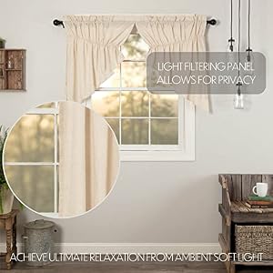 VHC Brands Simple Life Flax Natural Country Farmhouse Window Curtain Prairie Swag Set of 2 36x36x18 VHC Brands Simple Life Flax Natural Country Farmhouse Window Curtain Prairie Swag Set of 2 36x36x18