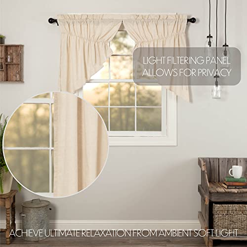 VHC-Brands-Simple-Life-Flax-Natural-Country-Farmhouse-Window-Curtain-Prairie-Swag-Set-of-2-36x36x18 VHC Brands Simple Life Flax Natural Country Farmhouse Window Curtain Prairie Swag Set of 2 36x36x18