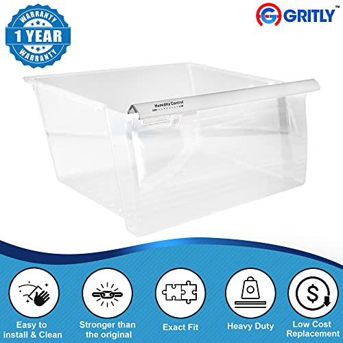 Gritly - 2188656 (Upper) Crisper Bin - Fits 2188656, Wp2188656 And More - (Upper) Refrigerator Drawer Replacement Fits - Whirlpool Replacement Drawer, Kenmore Drawer Replacement - W/Humidity Control #TOP2