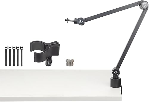 Foldable Microphone Stand, Tool-Free Setup Desk Mount with 360 Adjustable Arm, 1.5kg Load, Compatible with Blue Yeti Snowball Fifine for Streaming