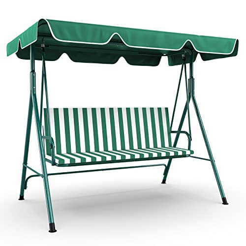 Outdoor Patio Swing Chair, Adjustable Canopy Swing With Removable Cushion Weather Resistant Powder Coated Steel Frame For Patio, Garden, Poolside, Balcony, Backyard #TOP11