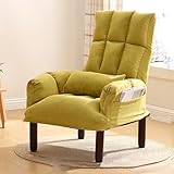 Mid Century Moderner Sessel mit Ottomane, hohe Rückenlehne, gepolsterter Akzentstuhl mit Holzbeinen für Wohnzimmer, Schlafzimmer und Büro, kleines platzsparendes Design