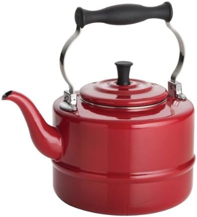 BonJour Enamel on Steel Kettle/Stovetop Teakettle/Gooseneck Tea Pot, 2 Quart, Red