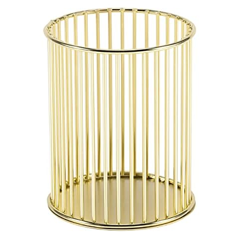 Gold Pencil Pot Pen Holder Luxury Metal Pencil Cup Stand Gold Pen Organiser Makeup Brushes Holder for Home Office Desk Stationery Storage Cover