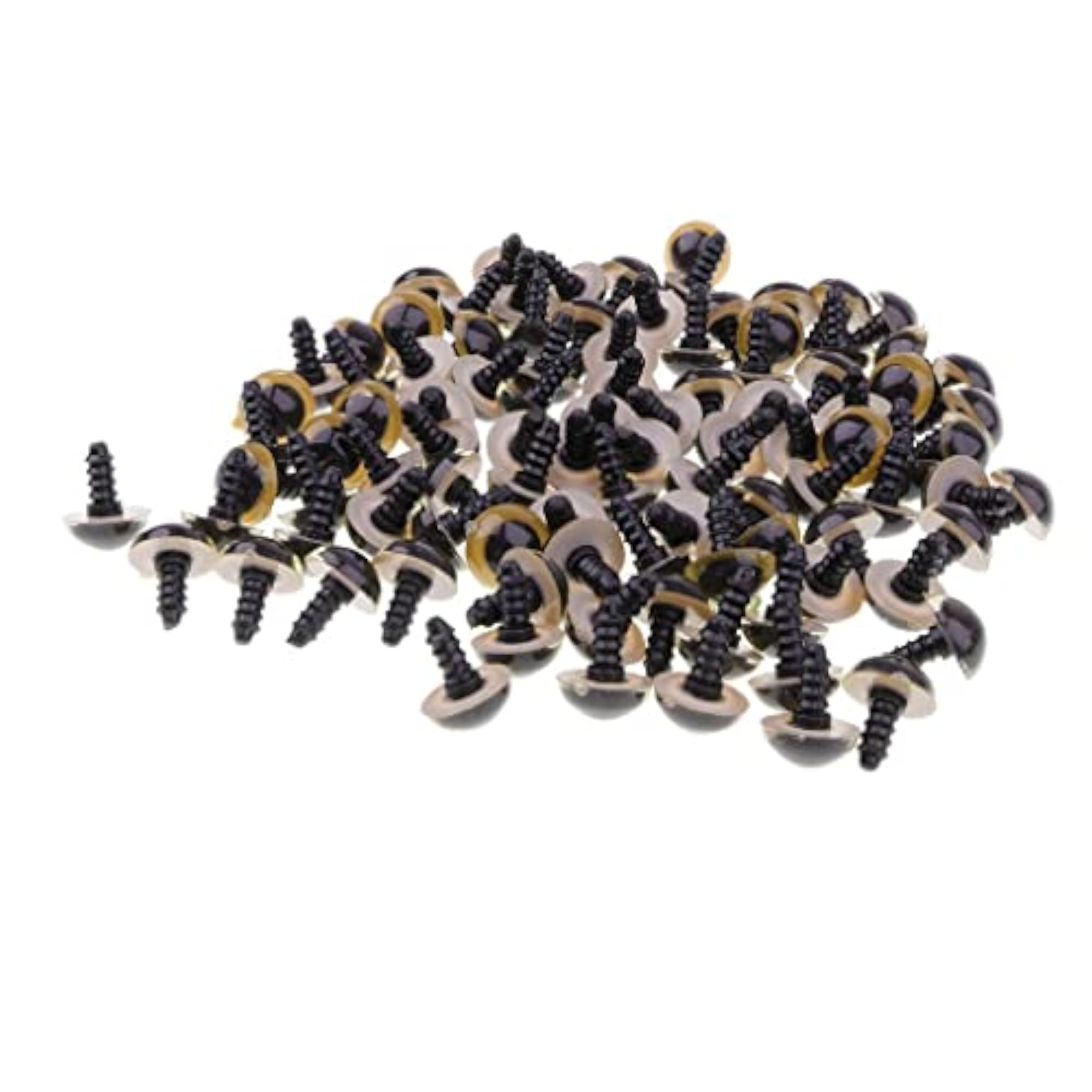 100-Piece Plastic Safety Eyes with Backs for Bear Doll Craft, 12mm Yellow