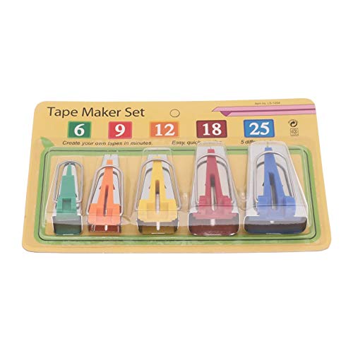Longan Craft Bias Tape Maker Set 6MM/9MM/12MM/18MM/25MM 5 Sizes Fabric Bias Tape Maker Tool DIY Patchwork Sewing Quilting Bias Binding Maker