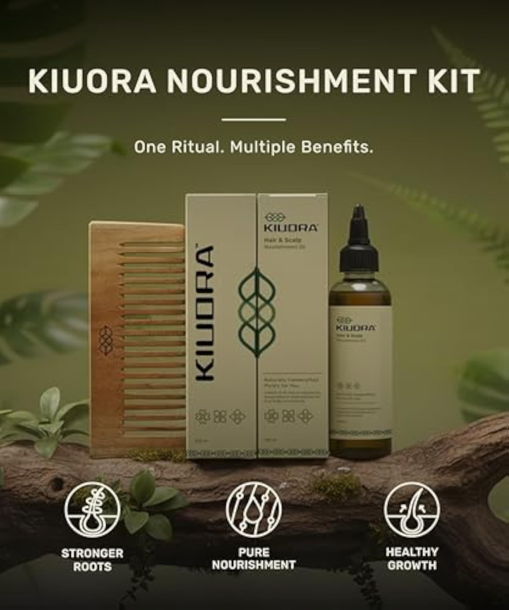Herbal Hair & Scalp Nourishment Kit with Neem Wood Comb