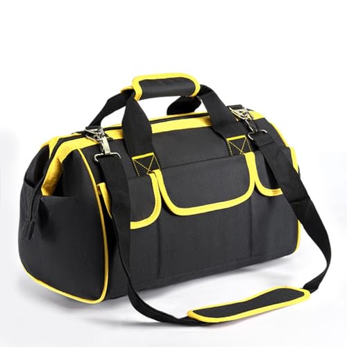 Tool Bag for Men, Wide Mouth Tool Bag, Collapsible Tool Tote, Heavy Duty Tool Tote Bag For Men/Women, Portable Electrician Tool Organizer Handbag For Tool Storage, Carrier and Organizer(Yellow)