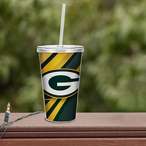 Image of Rico Industries NFL Football 16oz Clear Tumbler W /Straw for NFL Fans