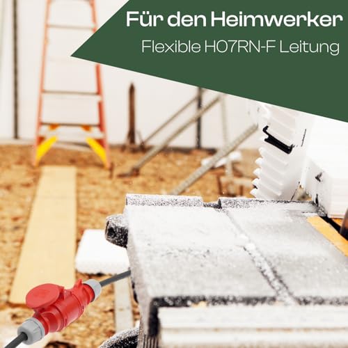 CEE Phasenwendeset Phasenwender Adapterleitung 5-polig (3P+N+PE) | AC 400V / 16A | Gummikabel H07RN-F 5x1,5 mm² IP44 Außen 0,5m