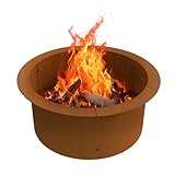 Outdoor Fire Pit Ring-27.5" Outer 23.6" Inter-Round Fire Pit Insert-Corten Steel Firepit Liner Heavy Duty Metal Camping Fire Ring Above or In-Ground for Backyard Garden Bonfire