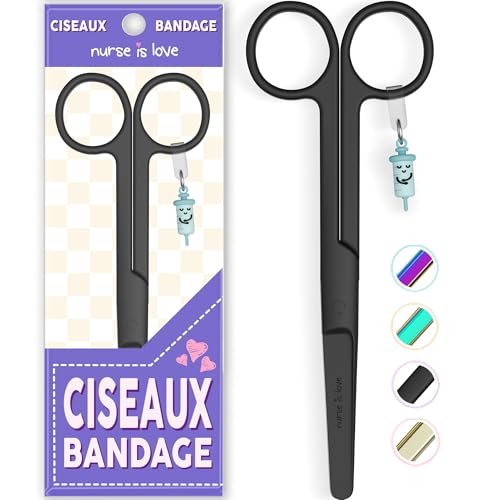 Mayo Ciseaux infirmiere, ciseaux infirmier bout rond | infirmiere accessoires avec motifs uniques à pansement compressif | lames aiguisées inox | idéal trousse de secours
