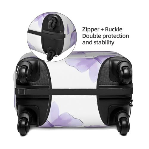 Purple Butterfly Elastic Travel Luggage Cover, Washable Spandex Suitcase Protector, Anti-Scratch Fits 18-32 Inch4