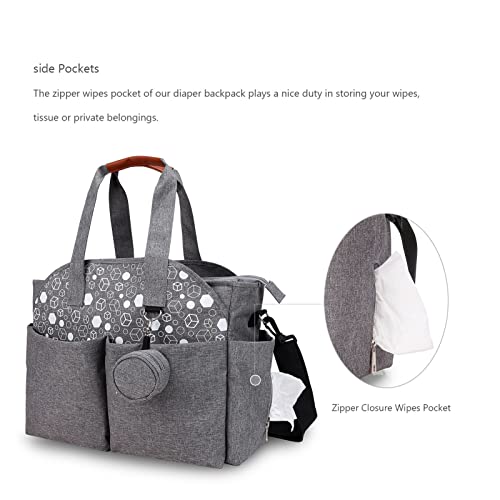 Sac à langer bébé gris - Grand sac de maternité multi-poches portable voyage avec sangle - 7