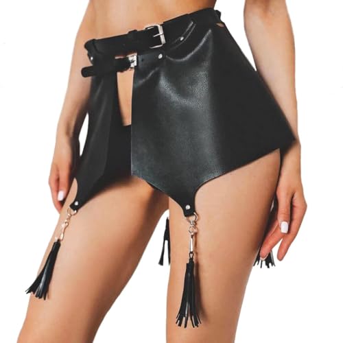Nicute Leather Belt Skirt Black Waist Chain Punk Skirts Belt Goth Body Accessories for Women