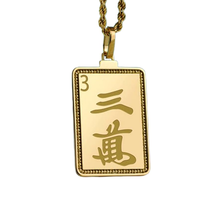 Collier trois tuiles de mah-jong en argent plaqué or pour sublimer vos looks d'été