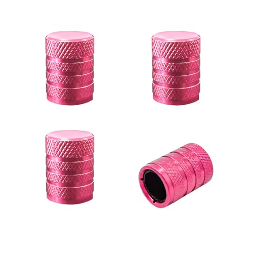 MTRPS 4 PCS Car Tire Valve Stem Caps, Corrosion Resistant Aluminum Alloy Auto Tire Valve Caps with Plastic Liner, Leak-Proof Tire Stem Covers for Car Bike SUV Truck Motorcycle (Pink)