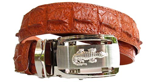 Genuine Real Backbone Crocodile Skin Leather Men Golden Tan Belt 48