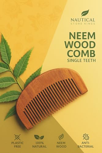 Peines de Madera Neem Medio Luna, Paquete de 2 miniatura 4