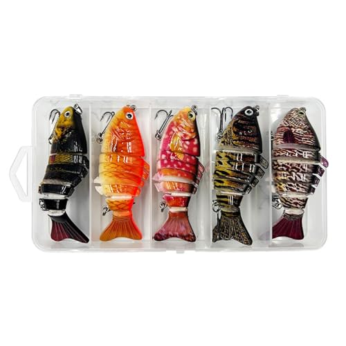Menolana 5 Pieces Fishing Lures Artificial Lures Crankbaits Fishing Baits Bionic Swimming Baits with Hooks for Crappie Catfish