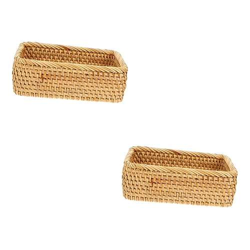 Panier de rangement rotin tressé main Cabilock - Lot de 2 boîtes pour fruits et snacks