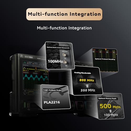 Image of RIGOL MHO934 Digital Oscilloscope,350MHz,4GSa /s,12-bit,4+16 Ch,Wi-Fi & Bluetooth,Type-C Power,Optional AFG,Ultra-Portable