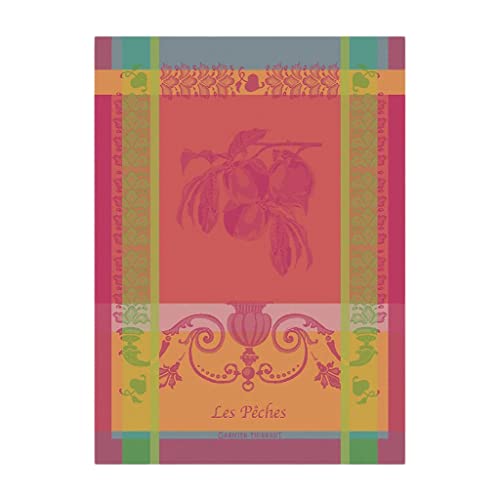 Garnier-Thiebaut, Les Pêches, Rose French Jacquard Kitchen / Tea Towel, 100% Cotton #TOP20
