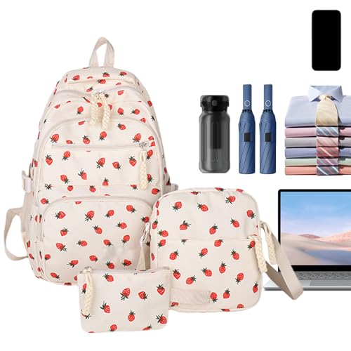 Mochila escolar de fresa con estuche para niñas y estudiantes