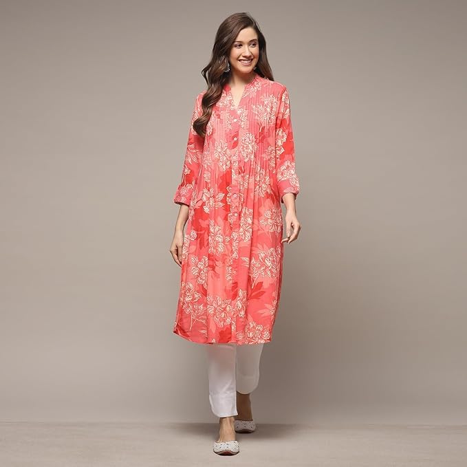 Image of BIBA Women Straight Fit Rayon Kurta