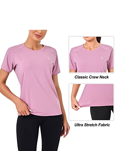 Little Donkey Andy Women's Short Sleeve Quick Dry T-Shirt, Crew Neck Athletic Shirts For Golf Running, Breathable Upf 50 (Rose Pruple S) #TOP5
