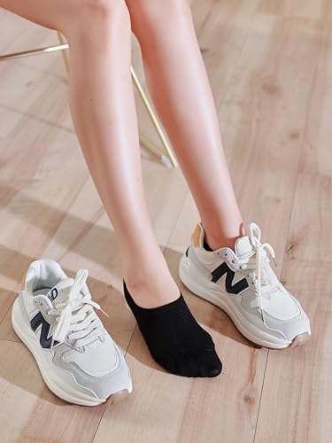 Image of 6 Pairs No Show Socks Womens Cotton Low Cut Non Slip Casual Socks Invisible Flat Boat Liner Socks (5-9 Size)