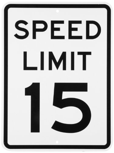 Panneau limite de vitesse 15 mph en fibre de verre haute résistance de 45 cm