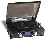 Jensen 3-Speed Stereo Turntable with MP3 Encoding and AM/FM Stereo - JTA-450 (Black) (Discontinued b
