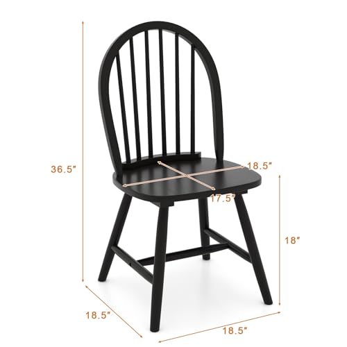 Safeplus 18\" Oak Dining Chairs Set of 6, Wood Windsor Chair with Spindle Back for Country Farmhouse Kitchen Island - Thumbnail 3