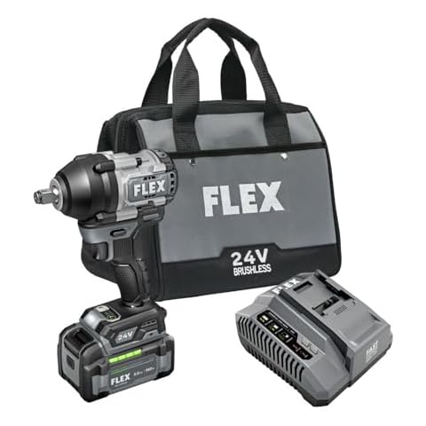 FLEX 24V Brushless Cordless 1/2-Inch 750 Ft-Lbs Mid-Torque Impact Wrench Kit with 5.0Ah Lithium Battery and 160W Fast Charger - FX1451-1C Cover