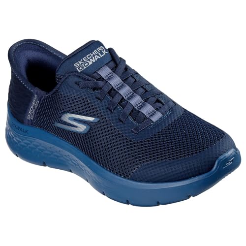 Skechers Girls' Go Walk Flex Hands Free Slip-ins Grand Entry Trainers, Navy Textile Navy Trim, 8 US